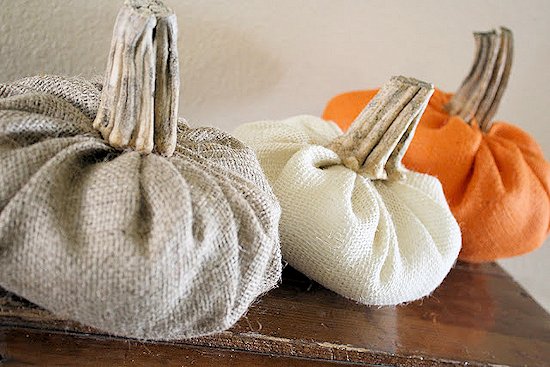 DIY Burlap Pumpkins with Real Stems