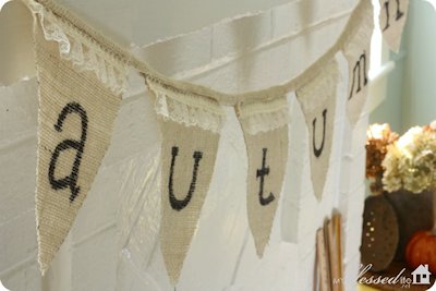 Burlap Lace Autumn Bunting