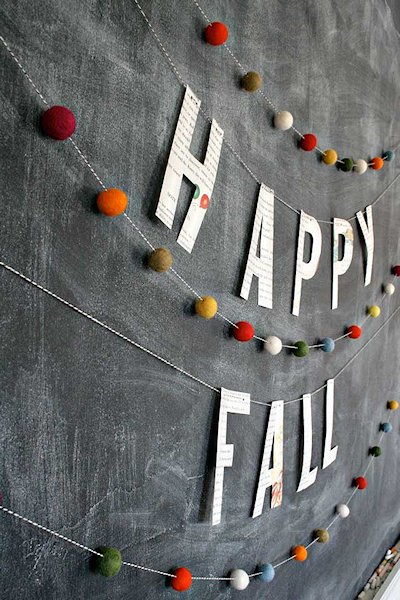 Happy Fall Felt Ball Banner