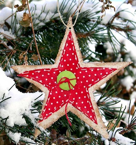 Starched Burlap Star Ornaments